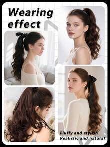 14in/18in/22in Synthetic Fiber Drawstring Ponytail Clip-On Wig, Suitable For Women To Wear On Christmas And Halloween - Coffee Brown - View 5