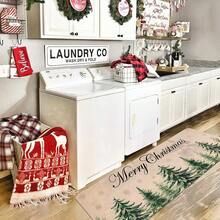 1/2/3 Pcs Thickened 0.47 Inch/1.2 Cm Merry Christmas Kitchen Mat - Soft, Non-Slip, Oil-Resistant Polyester Carpet With Pine Forest Pattern, Suitable For Home Decor, Machine Washable - Multicolor - View 14