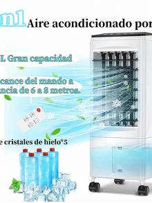 3 en 1 Aire Acondicionado Portátil, Enfriador de Aire Portátil con Tanque Con tanque de agua de 10L, ,y 5 cajas de cristales de hielo, Ideal para El hogar Dormitorio y Pequeñas Habitaciones - Tipo de Enchufe B USA (110-127V) - Ver 2