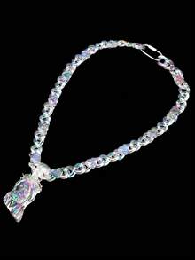 1 件时尚亚克力耶稣头荆棘链项链,适合女性日常佩戴 - 無色 - 查看 22