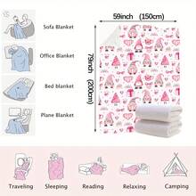1PC Perfect Pink Christmas Gnome Themed Flannel Blanket, Machine Washable, Soft And Comfortable, Lightweight Wool Blanket, Home Decoration, Suitable For All Seasons, Friend Gift, Suitable For Sofas, Beds, Cars, Offices, Camping, Travel, Outdoor, Suitable For Giving To Family And Friends. The Perfect Holiday Gift For Sons, Daughters,
