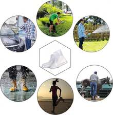 2 Pares Cubre Zapatos Impermeable, Cubiertas para Zapatos Antideslizante Plegabl de Reutilizable, Barro Ducha de Lluvia Contramedida de Lluvia Aplicable a Hombres 41-44 - 1 - Ver 9