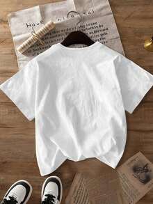 Camiseta con estampado gráfico de gatito lindo, de manga corta y cuello redondo, para uso casual en primavera y verano, de tela suave y agradable a la piel, para uso diario, de manga corta y cuello redondo, cómoda camiseta de mujer para uso casual, ropa de verano