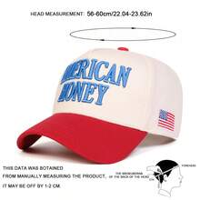 1Piece Men AMERICAN HONEY Letter Embroidered Patchwork Five-Sided Baseball Cap Outdoor Adjustable Sunscreen Leisure Hat Spring Autumn Travel Tourism Beach Vacation - 彩色 - 查看 2