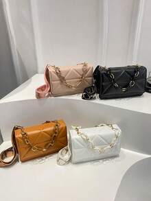 1 套高级时尚压花斜挎包、翻盖单肩包、女士休闲手提包和钱包 - 彩色 - 查看 11