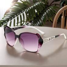 1 Pair Women's Rhinestone Embellished Edgy Frame Fashion Glasses