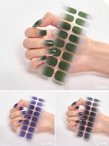 48/96/128/192片装多巴胺美甲贴纸套装，包含粉色、黑色、白色、红色、蓝色、绿色等多种颜色，闪光美甲贴纸，DIY全套美甲贴纸，按压式美甲贴纸，渐变闪光美甲贴纸，持久耐用，适合日常、圣诞节、新年、派对等场合，快速轻松地打造美丽惊艳的美甲造型。（注意：本产品不适用于UV固化） - 彩色 - 查看 31