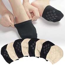 1 Pair Seamless Non-Slip Socks, Invisible Toe Slipper Socks, Invisible Toe Half Socks, Women's Half Socks, Suitable For Half-Toe Shoes - màu đen - Xem 1