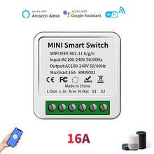 迷你智能 WiFi 灯开关，DIY 双向控制定时器继电器开关，无线应用远程控制，兼容 Alexa 和 Home，无需集线器，16A（仅限 2.4G WiFi）