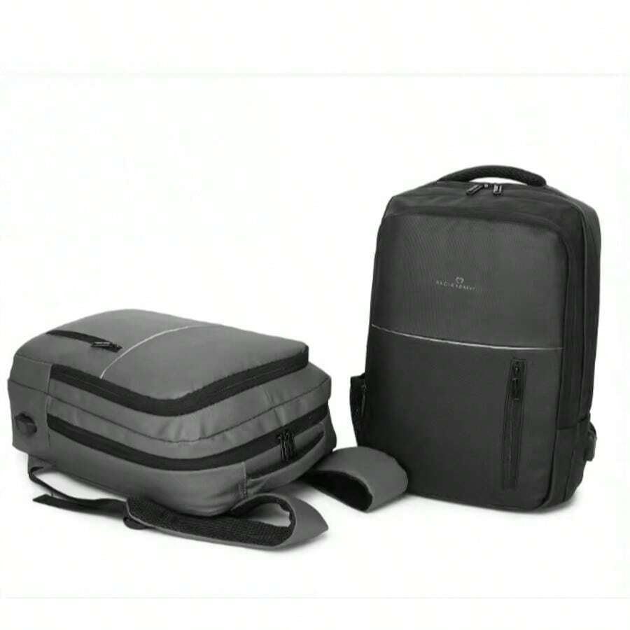 大容量背包，商务休闲适合少女、大学生、男孩和男人、初学者和办公室工作人员工作、商务、通勤、户外、旅行、郊游、办公室、学校用品、学校背包、学校背包、返校、学校背包、学校背包 - 灰色 - 查看 1