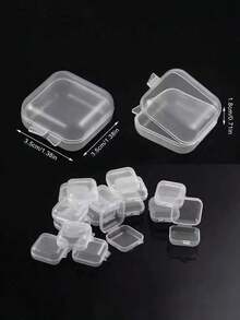1/10/30/50 pièces Mini boîte de rangement carrée pour bijoux, boîtes de rangement pour bijoux en plastique transparent avec couvercle à charnière, autres petits articles de rangement, boîte de rangement pour artisanat, boîte à bijoux, utilisée pour ranger les boucles d'oreilles, les bagues, les colliers, la décoration et le rangement des bijoux, les petits objets ou les bricoles pour l'organisation du bureau, les cadeaux pour les femmes, les accessoires de voyage, les fournitures de maquillage, la décoration de Noël