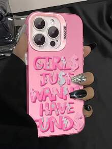 Pink Fashion Slogan Pattern Compatible With Apple Phone 13/14/11/15/12/17/16/ProMax/Pro/Plus/Xs Max/XS/X,Anti Fingerprint Transparent Soft Shell Drop Proof Phone - Hồng - Xem 4