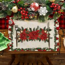 1/4/6 buc Covorașe de Crăciun, Covorașe cu imprimeu floral și plante în carouri, Covorașe de masă decorative antiderapante și termoizolante, Covorașe de masă pentru decorațiuni de petreceri, restaurante, bucătărie, Covorașe rafinate pentru cadouri de Crăciun