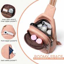 Sling Bag For Women Men Vegan Leather Crossbody Bags Fanny Pack Purse Backpack Over Shoulder Bag Travel Anti Theft,Vacation Essentials&Back-To-School Essentials - 粉色 - 查看 5