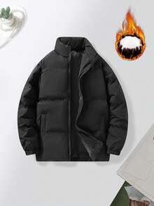 Women's Warm Lined Stand Collar Winter Jacket With Pockets, Zipper Design, Comfortable And Warm, Suitable For Daily Wear, Work, Travel, Running, Casual, Office, Fitness And Outdoor Activities - Black - View 5