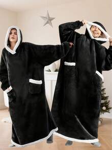 3/1 pieza Manta decorativa acogedora y oversize con mangas - Estilo contemporáneo, lavable a máquina, sudadera con capucha de felpa para hombres y mujeres, cómoda franela, imprescindible para Navidad, camisón, cálida y a prueba del frío, diseño cálido de franela, un conjunto cálido imprescindible para el otoño, perfecto para fiestas de decoración del hogar y regalos de Navidad. Decoración navideña, Navidad, Decoraciones navideñas para el hogar