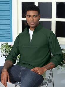 Men's Lightweight Quarter Zip Pullover Windbreaker For Golf  Hiking  Running Wind Breaker Jackets With Pockethalloween - Dark Green - View 10