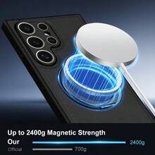 1pc Aunote High-Quality Luxury Litchi Grain PU Leather 360° Rotating Ring Holder Magnetic Protective Phone Case, Comfortable Surface, Smooth Rotating Ring Stand, Ideal For Streaming, Office, Photography, Supports Wireless Charging, Car Mount, Suitable Compatible With Samsung Galaxy S23 Ultra/S24 Ultra/S25 Ultra, Unisex Premium Gift - 黑色 - 查看 5