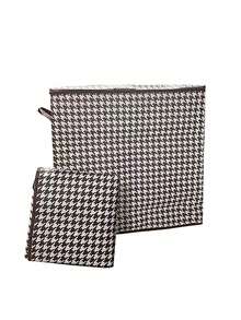 1入組千鳥格印花可折疊收納盒 - 黑與白 - 查看 5