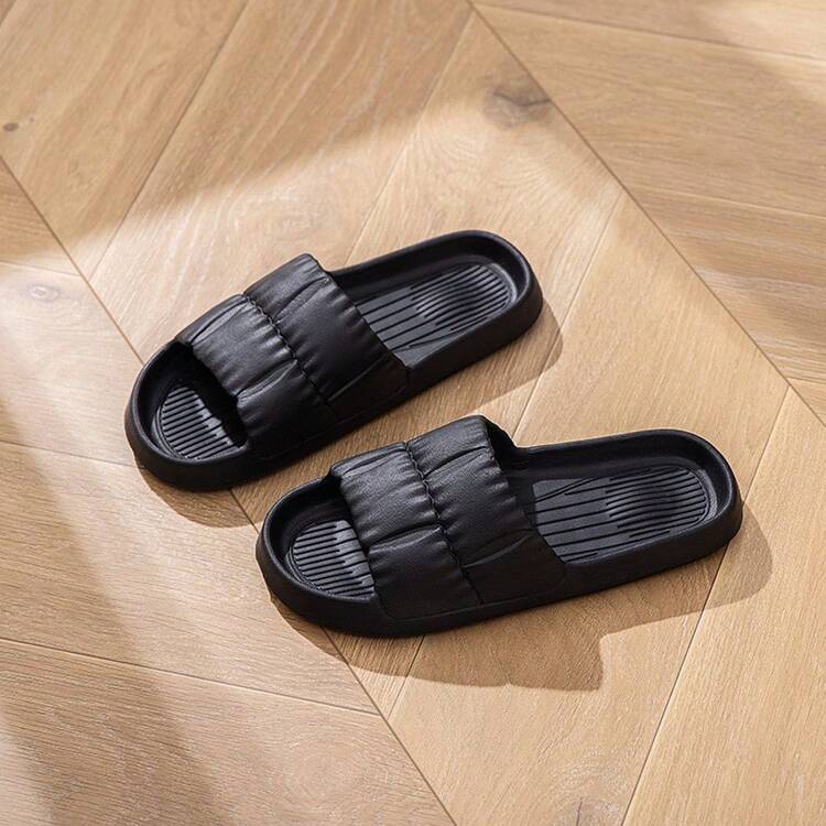 Pantuflas de baño unisex, suela blanda, antideslizante, suela gruesa, para interiores/exteriores, cómodas, casuales, adecuadas para el hogar, el baño, material de EVA - Blanco - Añade 10