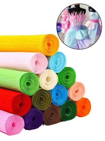 Pack Colored Crepe Paper Handmade Paper Flower Gift Floral Wrapping Paper Diy Rose Sunflower Hand-Folded Flower Curling Bouquet Mother'S Day Gift Making Flower Carnation Material Paper New Mixed 15 Colors/Pack