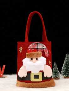 Túi quà tặng búp bê Giáng sinh, Túi đựng đồ ăn nhẹ, Túi quà tặng vải lanh Giáng sinh có thiết kế khóa kéo, Túi quà tặng Giáng sinh có dây rút hình ông già Noel, người tuyết, tuần lộc 3D dễ thương, Túi quà tặng Giáng sinh bằng vải có thể tái sử dụng, Thích hợp cho các bữa tiệc và ngày lễ - Nhiều màu - Xem 8