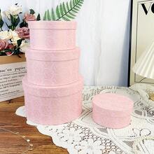 4pcs/Set Pink, Purple, Blue Rose Design Round Gift Box Set, Rose Patterned Series, DIY, Stackable, Storage For Stationery, Toys, Gifts, Suitable For Valentine's Day, Birthday, Wedding, Festivals - Multicolor - View 5