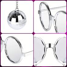 1 Piece Of Retro Disco Ball Glasses - Silver Chain Party Glasses, Suitable For Weddings, Birthdays, Beaches, And General Celebrations, Retro 70s Disco Style, Perfect For Photo Booth Props, Disco Party Decorations, Suitable For Halloween, Christmas Events, And Party Supplies