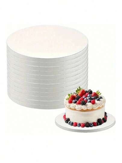1pc White Round Cake Base, Sturdy And Durable, Oil-Resistant Cake Plate, Suitable For Weddings, Birthday Parties And Festivals, Ideal For Professional Cake Decoration And Display.