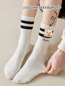 1 Pair Custom Socks,Customized Personalized Women's Mid-Calf Socks,Custom Face Socks, Custom Photo Sock, Custom Printed Socks, Personalized Funny Face Socks, Custom Picture Socks, Put Any Face On The Socks, Anniversary Gift, Valentine Gift, Birthday Gift, Wedding Gift,Colorful,Cute