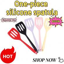 1 Pc Compact Silicone Spatula With Integrated Handle Non-Stick Stir-Fry Spatula For Pan-Frying Kitchen Cooking Tool