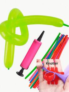 3pcs/Set Balloon Inflator Pump + Knotter, Inflator, Blower, Hand-Operated Inflator Pump, Suitable For Birthday Party, Celebration, Wedding, Balloons (Random Color) - Multicolor - View 2