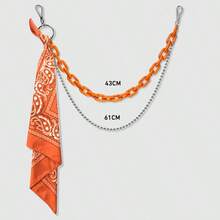2pcs Hip Hop Accessories Set: Acrylic Multi-Layer Chain + Scarf, Casual Streetwear Hip Hop Style