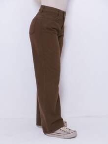 Wide Leg Feminine Plain - Óxido marrón - Ver 3