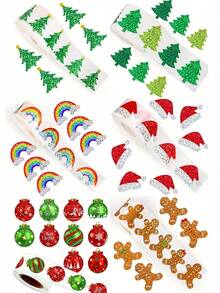 500 Christmas Stickers, Self-Adhesive Stickers For Snowflakes, Christmas Trees, Christmas Hats, Perfect For Laptops, Luggage, Envelopes, Cups, Scrapbooks, Gifts - Perfect For Christmas And Party Decorations, Suitable For Holiday Decorations, Envelopes, Journals And Party Supplies, Christmas Stickers, Journal Decorations, Bright Green Stickers, Waterproof Stickers Christmas Christmas Decorations Christmas Pajamas Christmas Gifts Christmas Decor