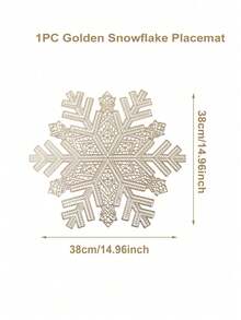 1件金色PVC聖誕雪花餐墊，聖誕主題桌墊，雪花形狀耐熱墊，廚房裝飾桌墊，西式餐桌墊，聖誕裝飾，桌子裝飾，聖誕派對裝飾，聖誕節 - 金色 - 查看 8