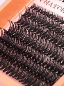 280片混合假睫毛套装，单根睫毛嫁接套装，D卷翘，浓密卷翘，交叉式30D/40D貂毛般柔软分段睫毛，9-16毫米混合睫毛套装 - 橘色 - 查看 6