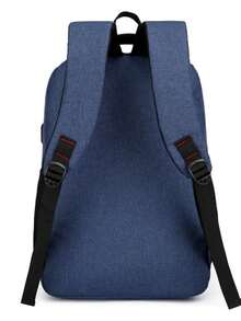 Mochila casual de moda para hombres con diseño de tira reflectante y USB a prueba de agua - Azul - Ver 5