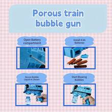 Kids Bubble Gun Train Bubble Machine, Suitable For Children, Automatic Bubble Machine, Comes With Empty Bottles, Children's Bubble Machine Gift, Suitable For Outdoor Game Toys For Boys And Girls Aged 3, 4, 5, 6, 7, And 8+(Battery And Liquid Not Included) - Blue - View 2