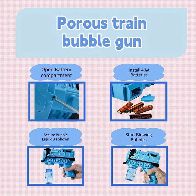 Kids Bubble Gun Train Bubble Machine, Suitable For Children, Automatic Bubble Machine, Comes With Empty Bottles, Children's Bubble Machine Gift, Suitable For Outdoor Game Toys For Boys And Girls Aged 3, 4, 5, 6, 7, And 8+(Battery And Liquid Not Included) - 藍色 - 查看 2