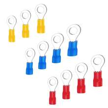 200 piezas de terminales de anillo aislados de 22-16/16-14/12-10AWG, conector de cable de conexión de anillo prensado, adecuado para reparación automotriz, cable, sin incluir baterías