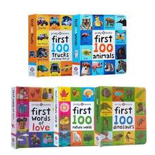 Lachilly First 100 Words/数字/颜色/爱/动物/卡车/自然和恐龙英语词汇书，儿童启蒙英语学习书，适合家庭和学校课堂的英语教材