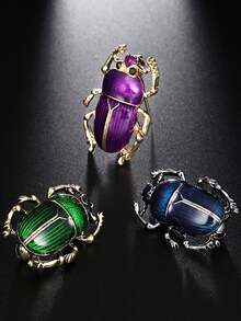 1pc Vintage Enamel Beetle Shape Brooch For Women Men Insect Animal Versatile Clothing Decoration Brooch Jewelry Christmas Gifts - Beetle Brooch - View 1