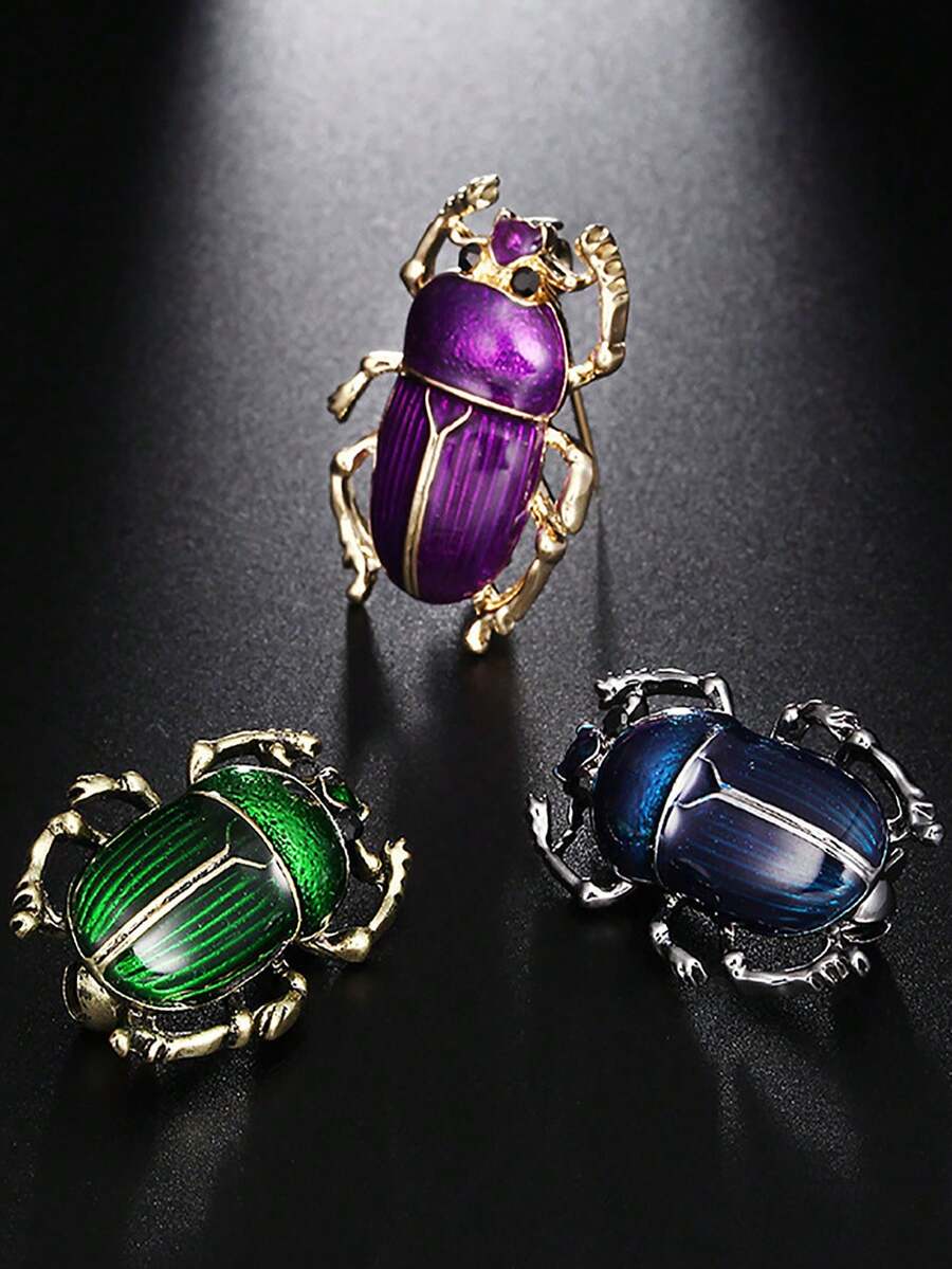1pc Vintage Enamel Beetle Shape Brooch For Women Men Insect Animal Versatile Clothing Decoration Brooch Jewelry Christmas Gifts - Beetle Brooch - View 1