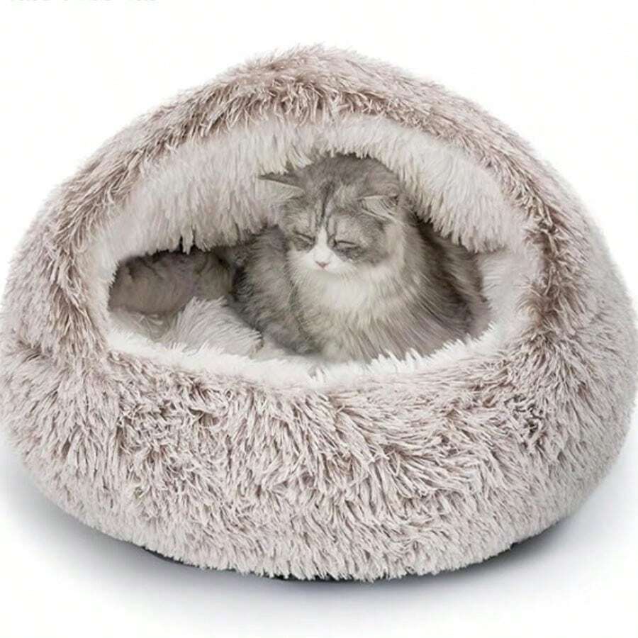 1pc,Cat Beds For Indoor Cats Washable, Cozy Cat Cave Bed, Non-Slip Cat Beds, Calming Dog Bed With Hooded Cover, Dog Bed With Cover For Small Medium Pets (Coffee)