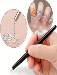 1pc/2pcs Magnetic Nail Art Pen - Strong Magnet, Suitable For Gel Nail Polish, Professional Nail Salon And Home Manicure/Pedicure Tool - Odorless Magnetic Nail Stick, Essential For Salon And DIY Nail Art, Compact And Portable, Reliable And Durable, Fashionable Design, Made For Nail Art Enthusiasts, Suitable For Home Manicure Salon And DIY, Makeup Products, Travel Essentials, Summer, Mother's Day, Friend Gifts, Girlfriend Gifts - Black - View 4