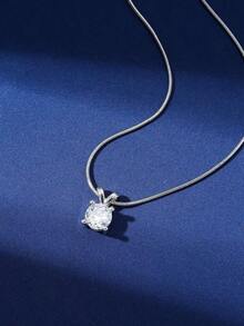 Hihho 1pc Fashion Stainless Steel Cubic Zirconia Pendant Necklace For Women For Daily Decoration - Bạc - Xem 2