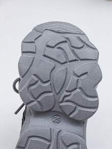 Spring & Autumn New Kids Sports Shoes, Girls Comfortable Lightweight Hook And Loop Casual Chunky Sneakers, Boys Fashion Versatile Running Sneakers - Grey - View 9