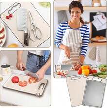 BOOSEN 2 IN 1 Tabla de Cortar de 304 Acero Inoxidable, Tablas para Picar Cocina de Doble Cara Antideslizante con Trapos de Limpieza, Titanm Cutting Board, Dise?o de Malla Resistente los Ara?azo ? - negro - Ver 4