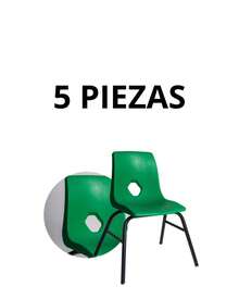 Silla infantil apilable, con asiento y respaldo en una sola pieza tipo concha de polipropileno - Verde - Ver 6